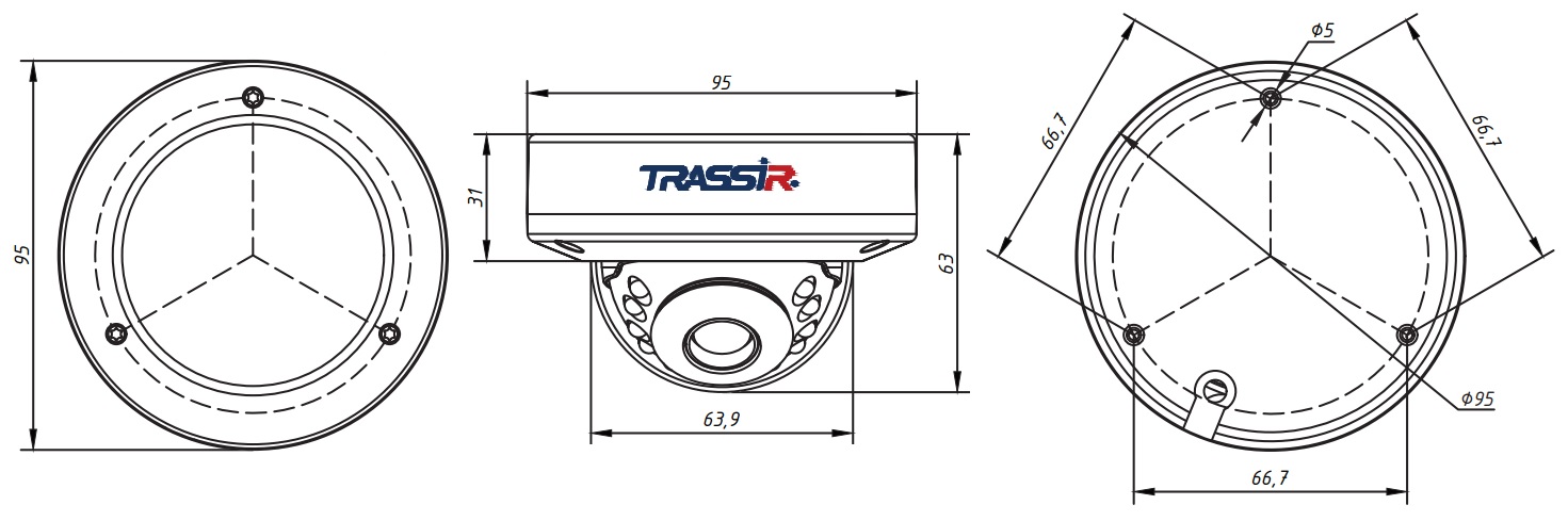 Габаритные размеры TRASSIR TR-D2D5 v2 3.6