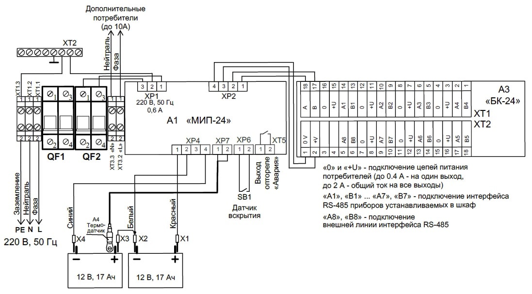 Схема подключения Болид ШПС-24 исп.02
