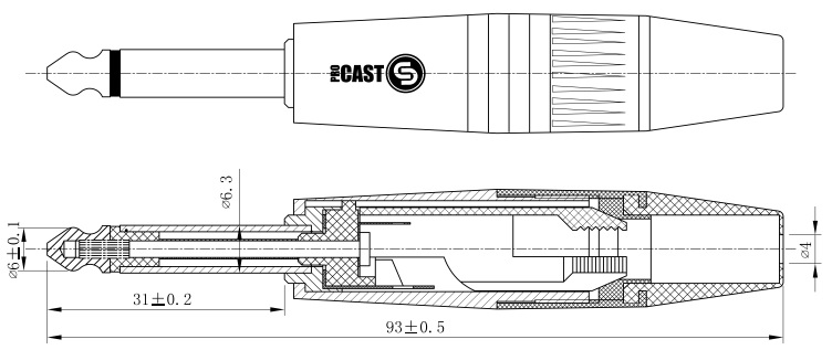 Размеры PROCAST Cable TR-6.3/6/M/M