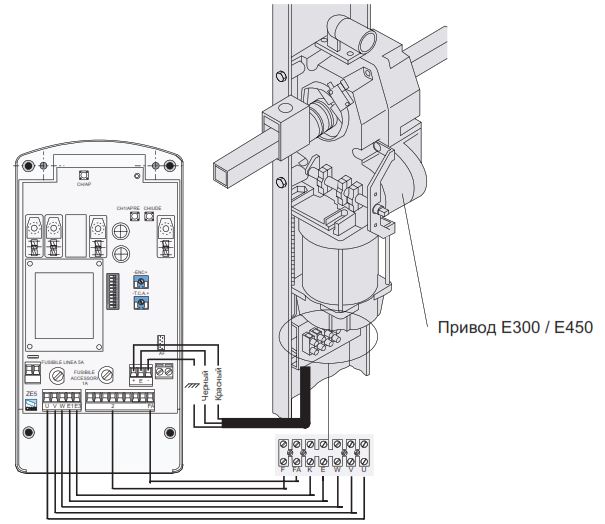 Схема подключения привода к ZE5