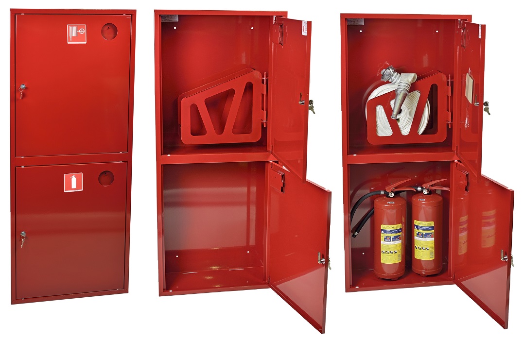 ШПК-320ВЗК - шкаф пожарный встраиваемый, закрытый, красный, кран + 2 .