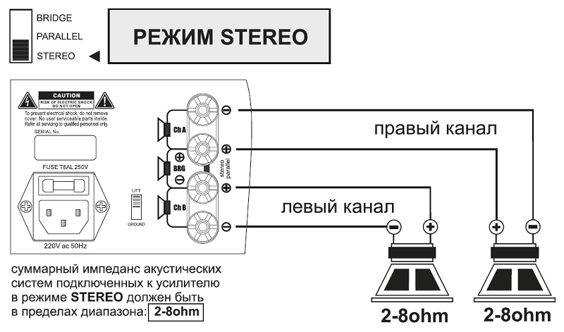 Схема подключения PL-500_PL-800_STEREO