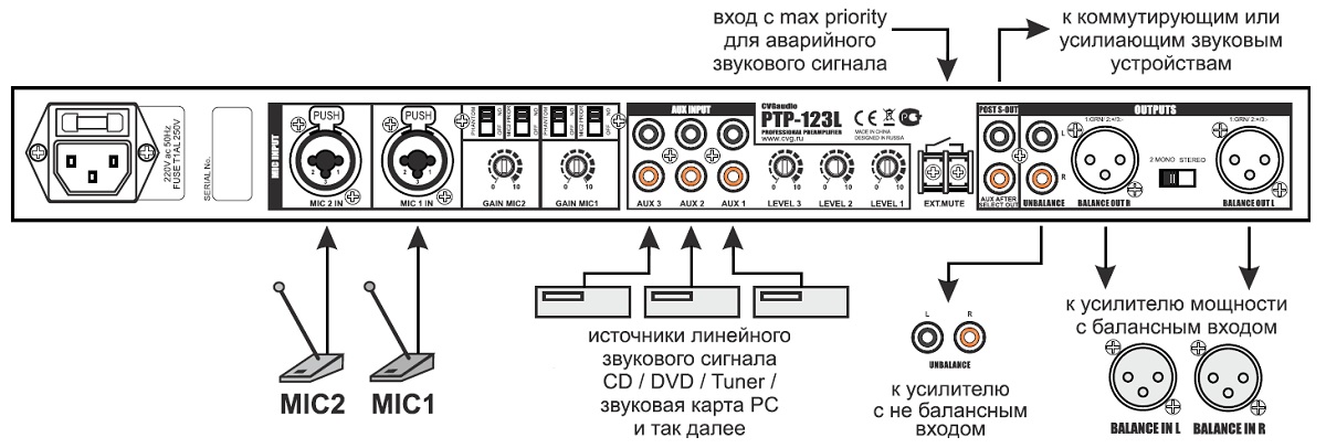 Схема подключения PTP-123L
