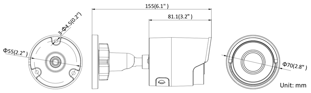 Габаритные размеры HikVision DS-2CD2063G0-I