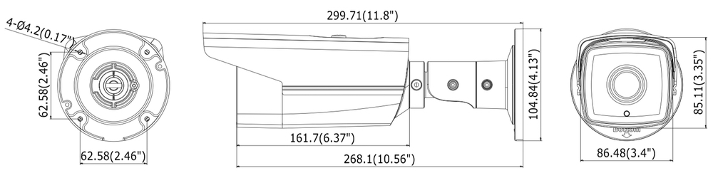 Габаритные размеры HikVision DS-2CD2T22WD-I8