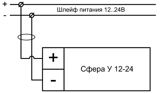 Схема подключения табло "Сфера 12-24В (уличное исполнение)"