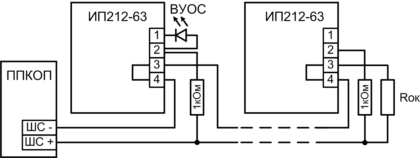 Схема подключения ИП 212-63 "Данко"