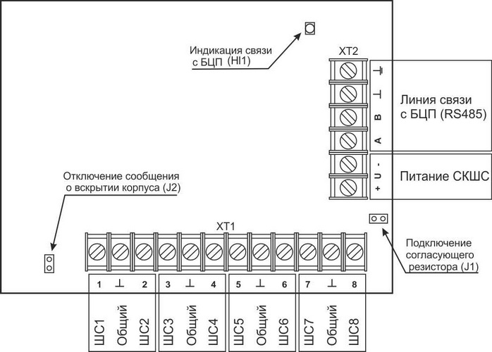 Схема подключения СКШС-02 IP20
