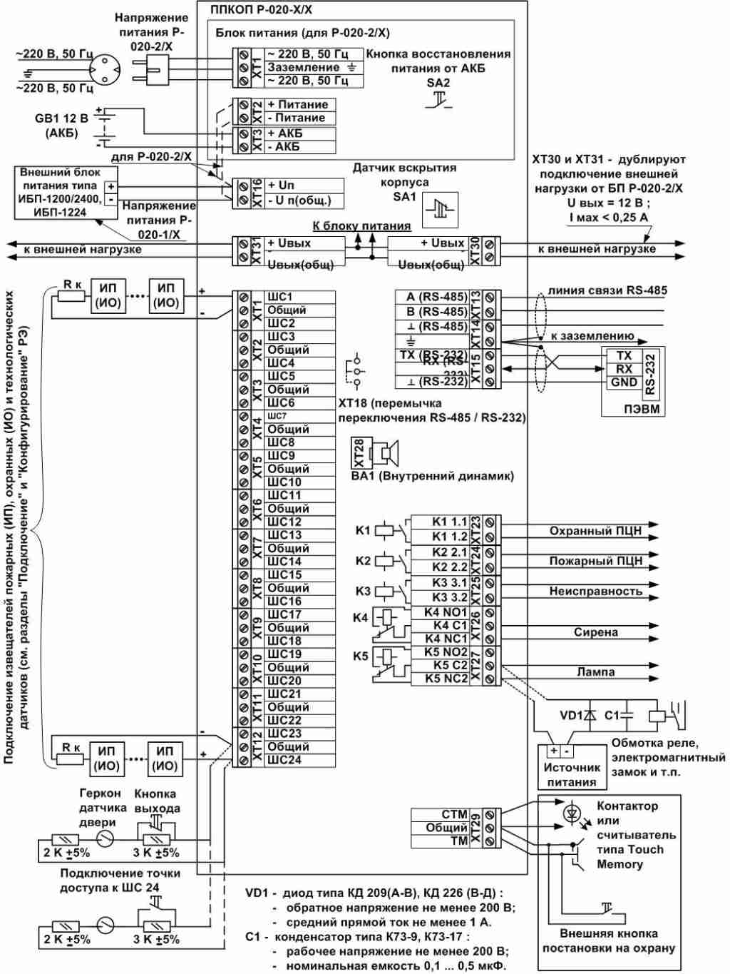 Схема подключения Р-020-2