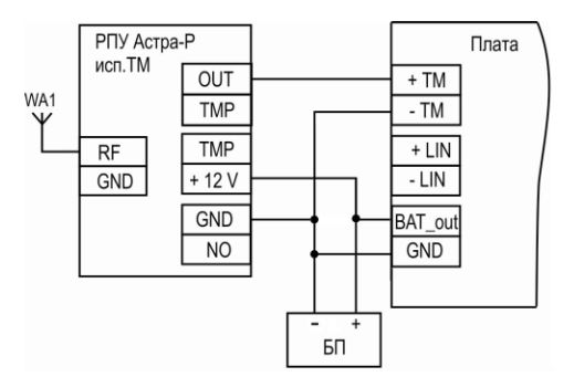 Схема подключения «РПУ Астра-Р» исполнения ТМ