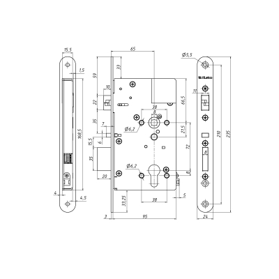 Врезной электромеханический замок-защелка ALM-561EM