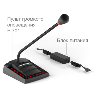 Цифровой микрофонный пульт на 1 зону вещания F-701