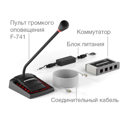 Цифровой микрофонный пульт на 4 зоны вещания F-741