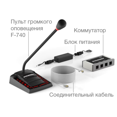 Цифровой микрофонный пульт на 4 зоны вещания F-740