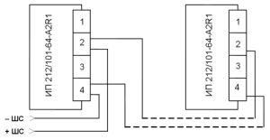 схема подключения ИП 212/101-64-A2R1 к 2х проводным шлейфам