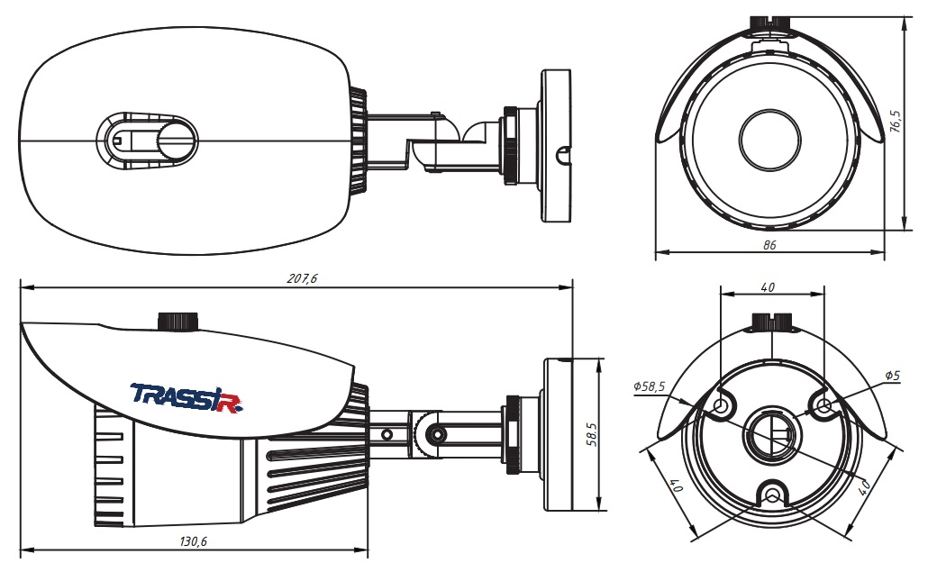 Габаритные размеры TRASSIR TR-D4B5 3.6
