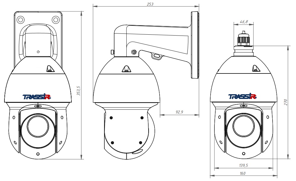 Габаритные размеры TRASSIR TR-D6224IR10 4.8-120