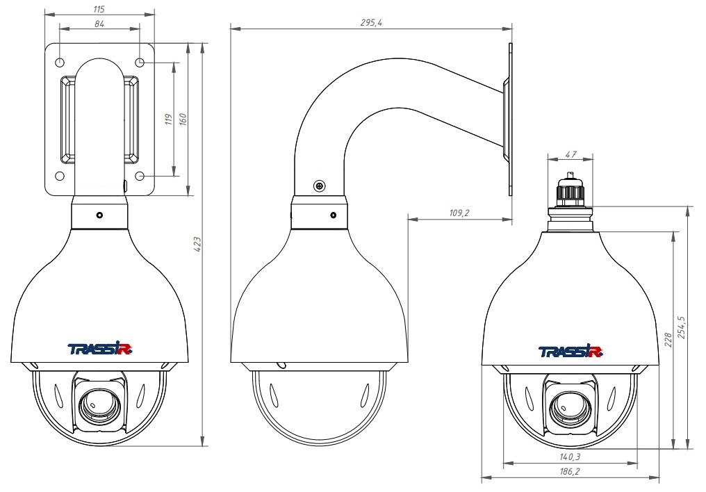 Габаритные размеры TRASSIR TR-D6254 4.9-156