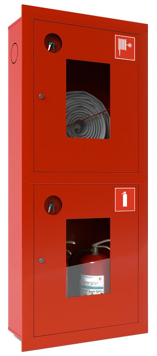 ШПК-320ВОК - шкаф пожарный встраиваемый, открытый, красный, кран + 2 .