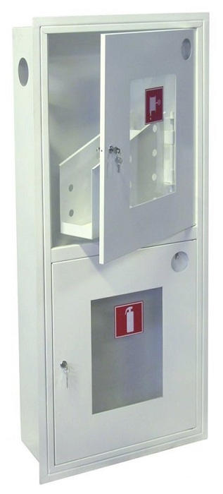 ШПК-320ВОБ - шкаф пожарный встраиваемый, открытый, белый, кран + 2 .