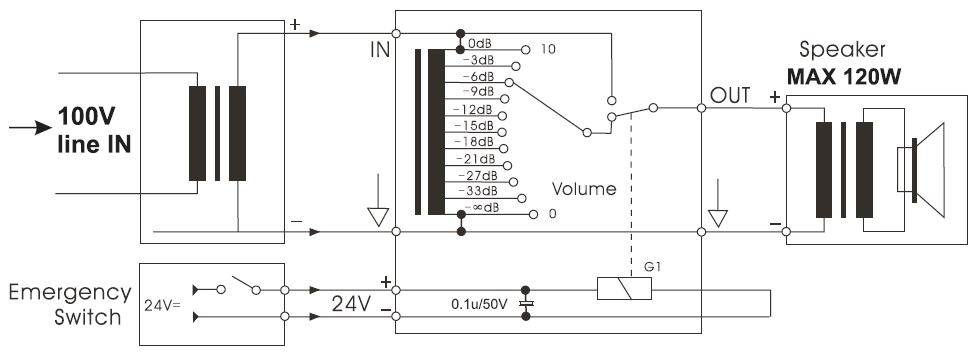 Схема регулятора громкости VA-1120