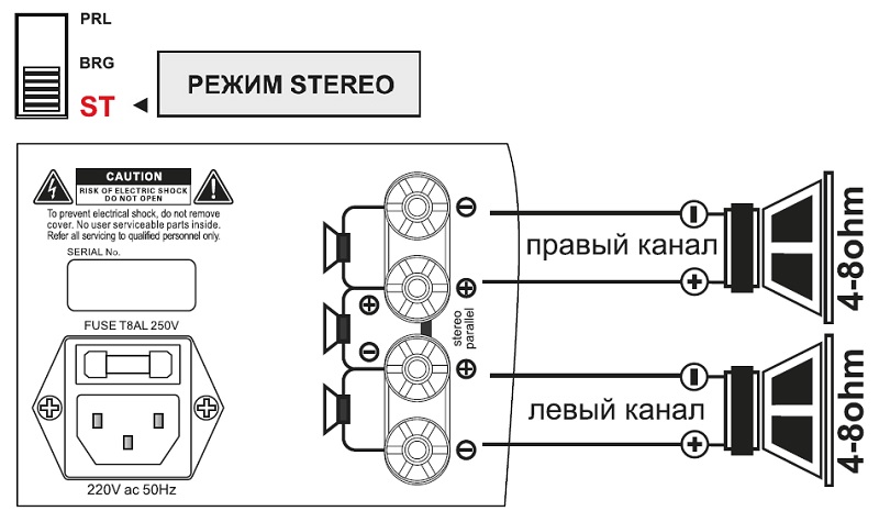 Схема подключения R-103_R-103M_R-203_R-203M_STEREO