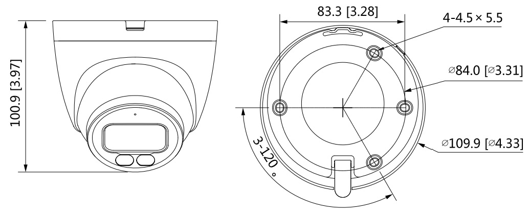Габаритные размеры DAHUA DH-IPC-HDW2239TP-AS-LED