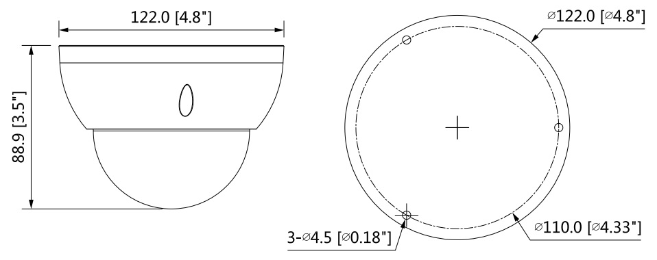 Габаритные размеры DAHUA DH-IPC-HDBW3241RP-ZS