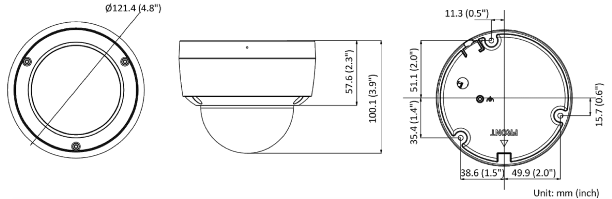Габаритные размеры Hikvision DS-2CD2127G2-SU