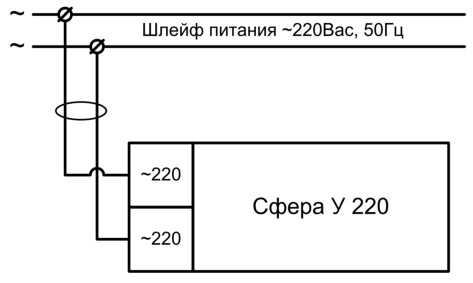 Схема подключения табло "Сфера 220В (уличное исполнение)"