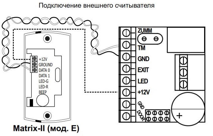 Схема подключения контроллера IronLogic Z-5R (мод. Relay)