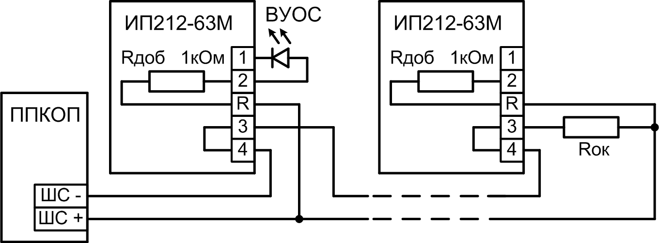 Схема подключения ИП 212-63М "Данко 2"