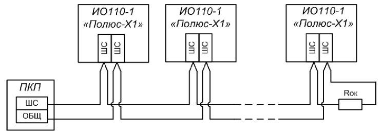 Схема подключения ИО 110-1 "Полюс-X2"