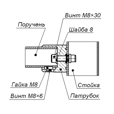 Патрубок прямой для крепления поручней PERCo-BH02 0-10