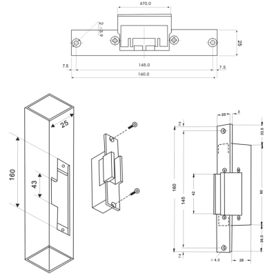 Защелка электромеханическая для стеклянных дверей ST-SL133MNO