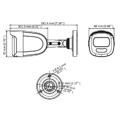 Цилиндрическая HD-TVI камера с ИК подсветкой DS-2CE10DFT-F (3,6 мм)
