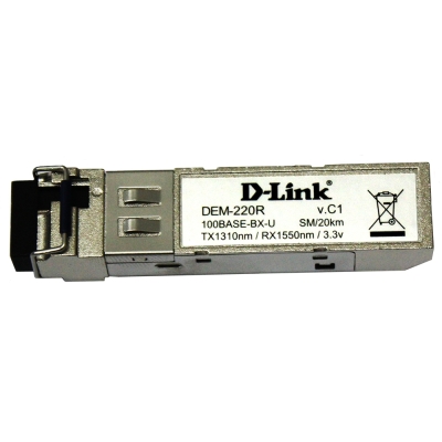 Одномодовый двунаправленный оптический SFP трансивер с WDM DEM-220R