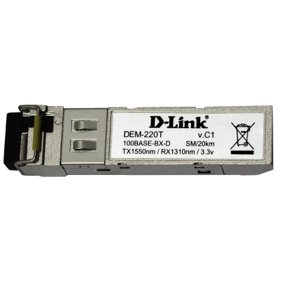 Одномодовый двунаправленный оптический SFP трансивер с WDM DEM-220T
