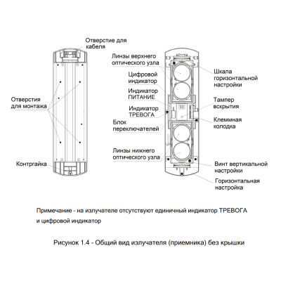Извещатель охранный оптико-электронный линейный ТИС-4-100