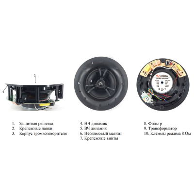 Двухполосный громкоговоритель для подвесных потолков VSL-630T