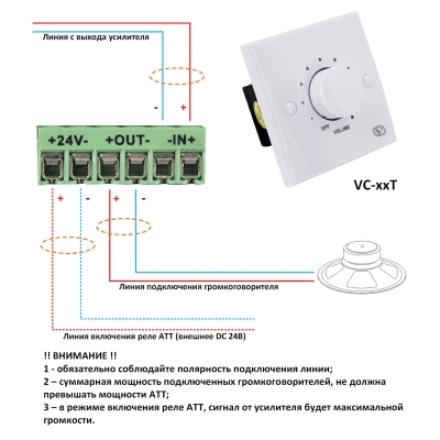 Регулятор громкости 60 Вт с реле 24В VC-60R