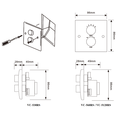 Регулятор громкости 30 Вт с селектором программ и реле 24В VC-530RS