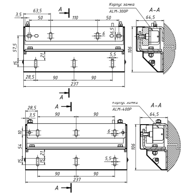 Монтажный комплект для замков ALM-300P и ALM-400P MK 300-400-IN