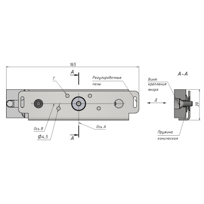 Взрывозащищенный электромагнитный замок с герконом ALM-FM-M21-G-B